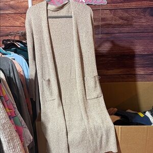 Long Beige Knit Cardigan woman medium Preloved